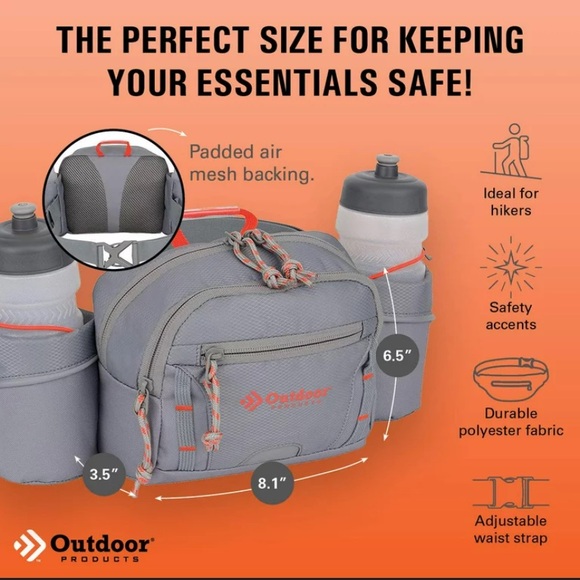 H2O Mojave Waist Pack by Outdoor Products Fanny Pack + Two 600mL Water Bottles - Picture 2 of 14